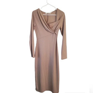 ASTR THE LABEL TAN MIDI DRESS, SIZE LARGE
